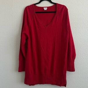 Chicos Red Tunic Sweater | Women’s V neck Longsleeve cozy sweater | Chicos 3